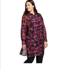 Ava & Vic Sheer Printed Floral Top Sz 3X